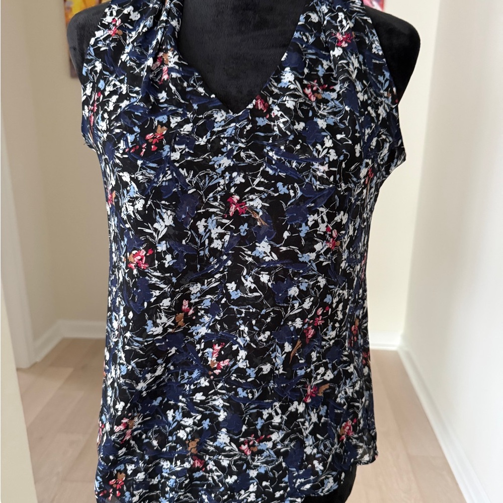 White House Black Market Floral Halter Sleeveless Blouse